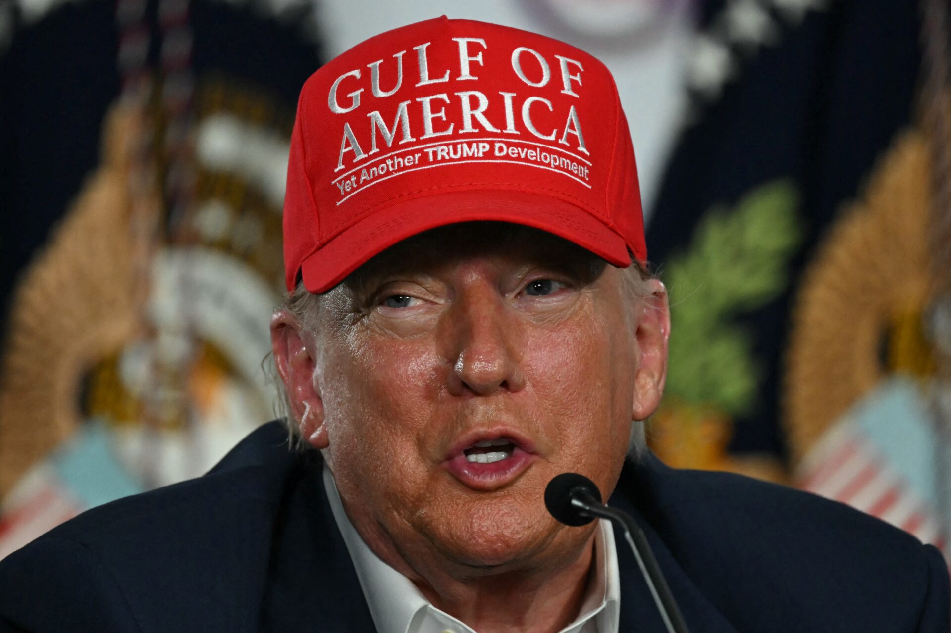 US President President Donald Trump visits a detention center located in the Florida Everglades