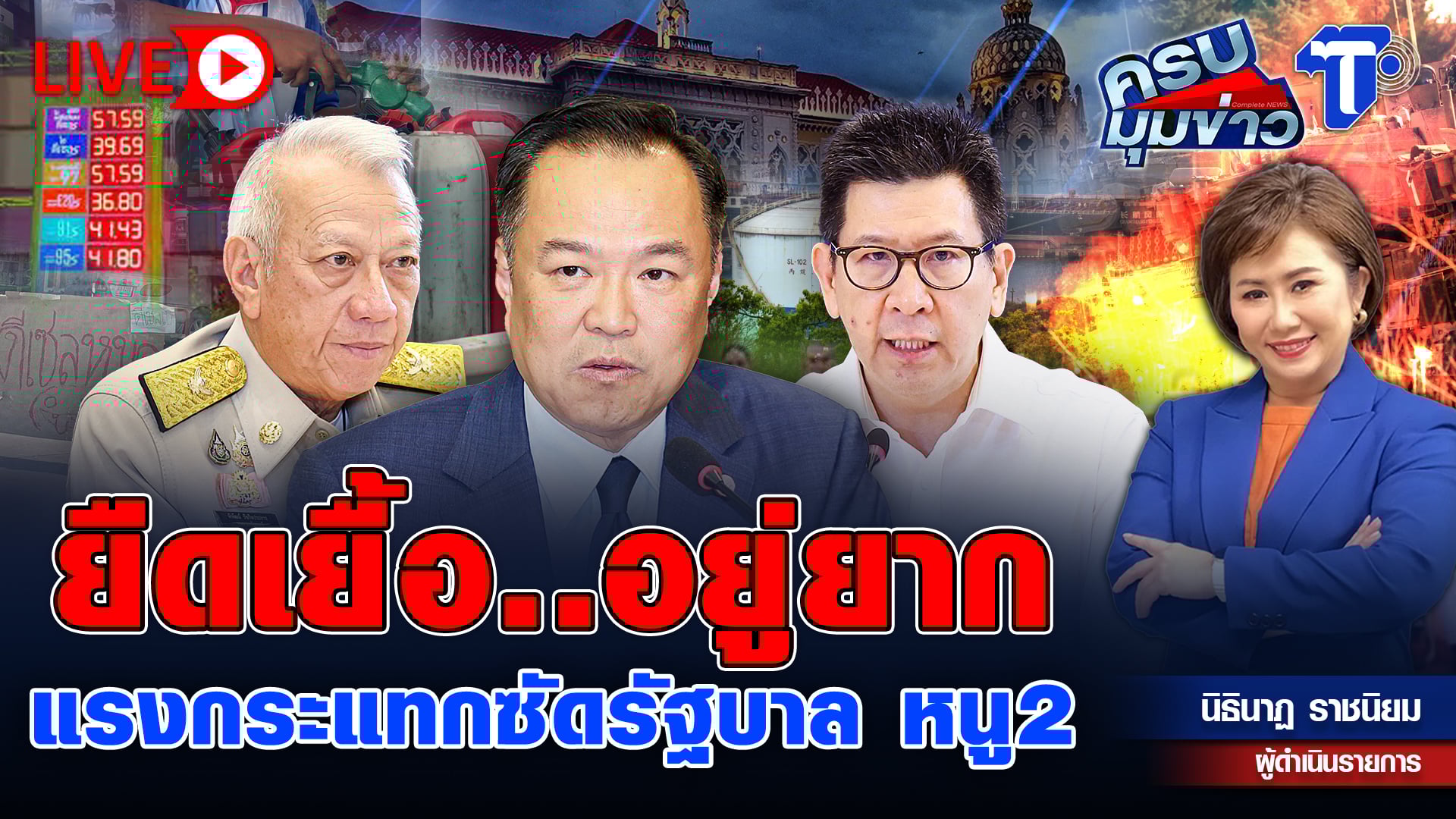 ? LIVE ครบมุมข่าว กับ..นิธินาฏ ราชนิยม | ยื้อเยื้อ..อยู่ยาก แรงกระแทกซัดรัฐบาล หนู2