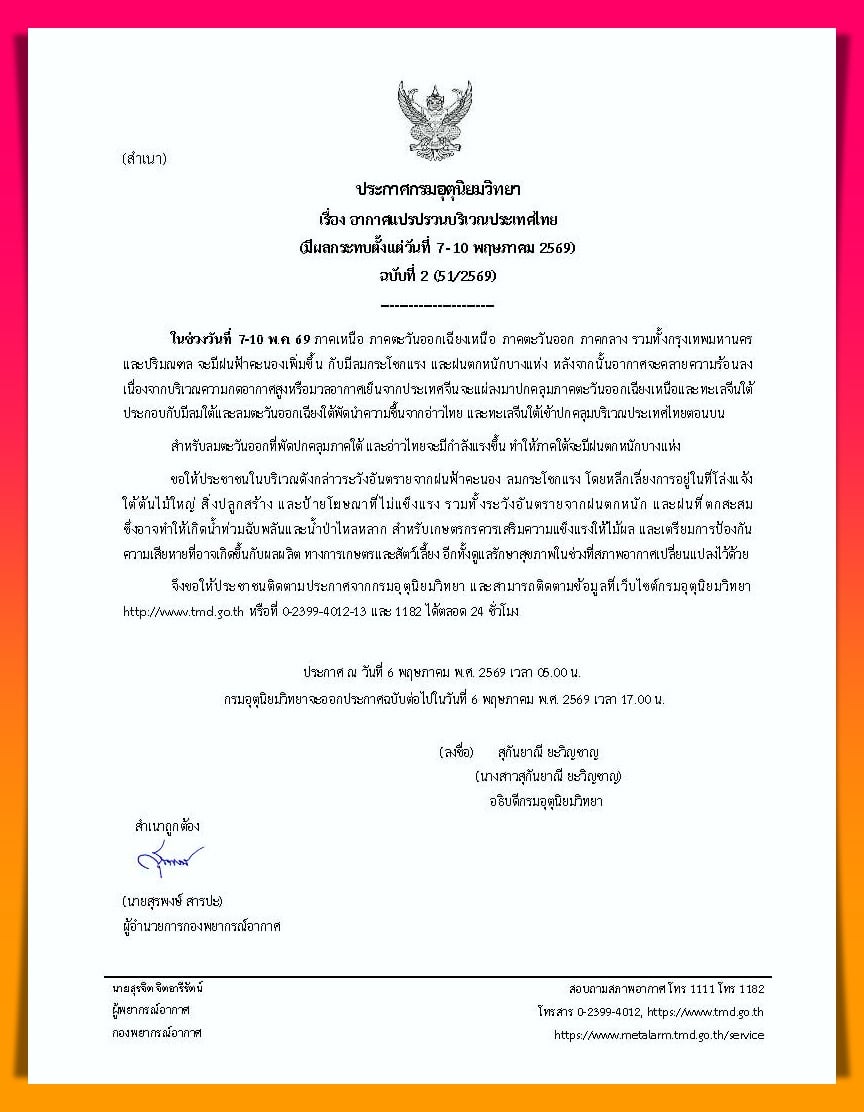 กรมอุตุฯ เตือน 7-10 พ.ค.หลายพื้นที่เตรียมรับมืออากาศแปรปรวน!